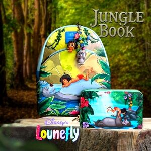 NWT Loungefly Disney The Jungle Book Duo River Mini Backpack, Wallet,Charm & Pen